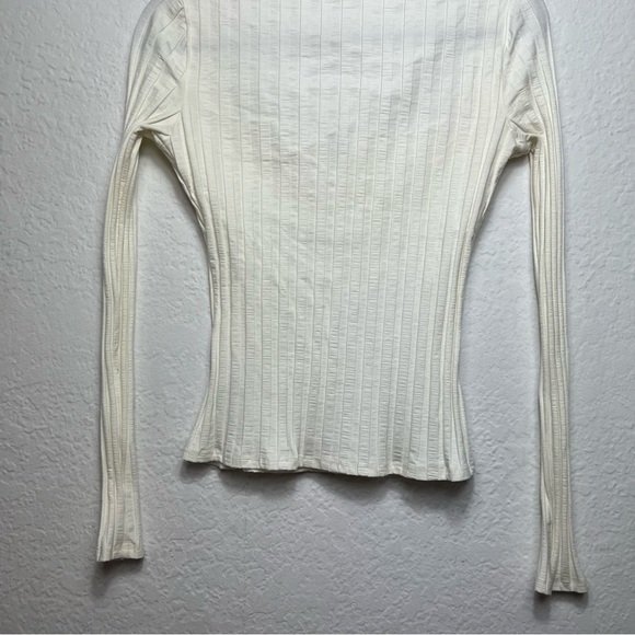 Reformation Delancey Ribbed Knit Top Square Neck Tencel Spandex Ivory - Picture 6 of 11